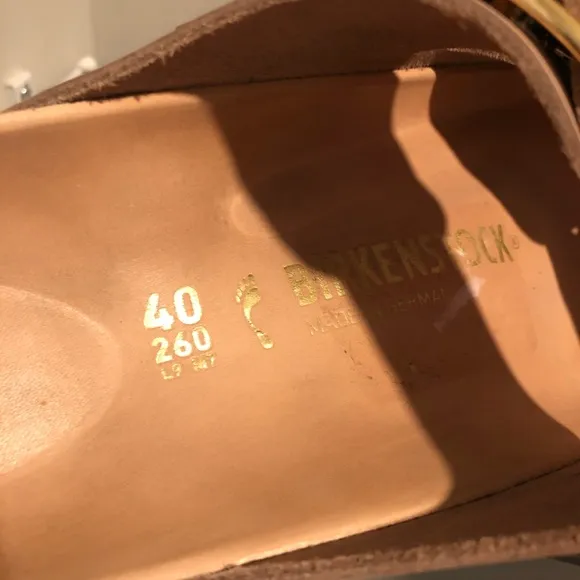 Birkenstock Arizona big buckle high shine beige sandals 40=9