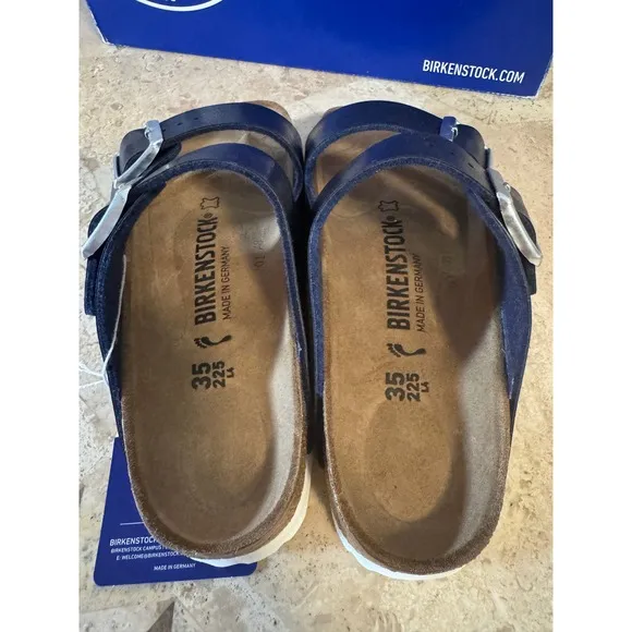 Birkenstock Arizona BS Sandals Graceful Sea/Metallic Blue EU 35 US 4 Narrow NIB
