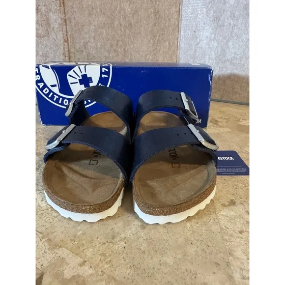 Birkenstock Arizona BS Sandals Graceful Sea/Metallic Blue EU 35 US 4 Narrow NIB
