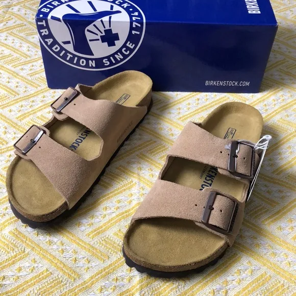 Birkenstock Arizona Cream Sandals Classic Contoured Footbed Narrow