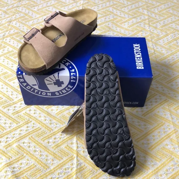 Birkenstock Arizona Cream Sandals Classic Contoured Footbed Narrow