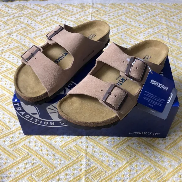 Birkenstock Arizona Cream Sandals Classic Contoured Footbed Narrow