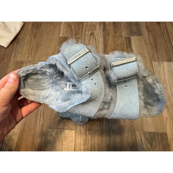 Birkenstock Arizona Shearling Sandals Light Blue 38/US 7