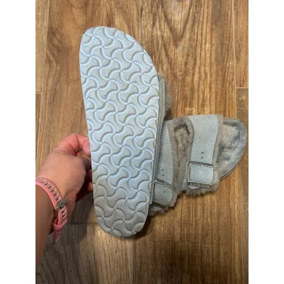 Birkenstock Arizona Shearling Sandals Light Blue 38/US 7