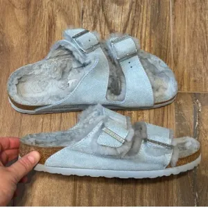 Birkenstock Arizona Shearling Sandals Light Blue 38/US 7