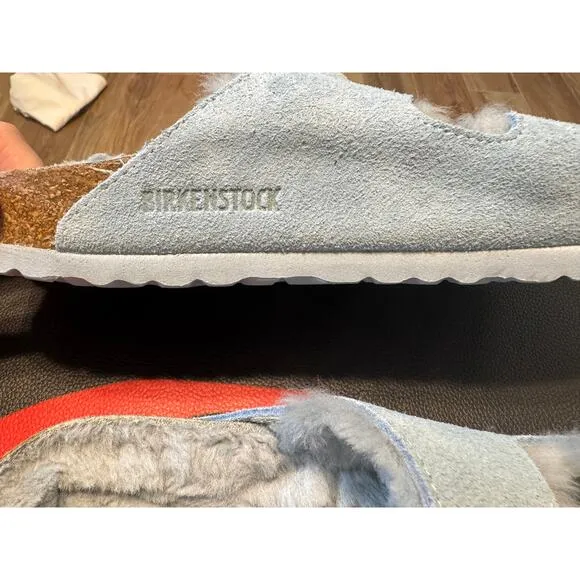 Birkenstock Arizona Shearling Sandals Light Blue 38/US 7