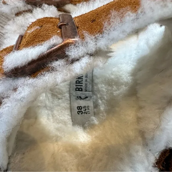 Birkenstock Arizona shearling suede leather sandals size 38
