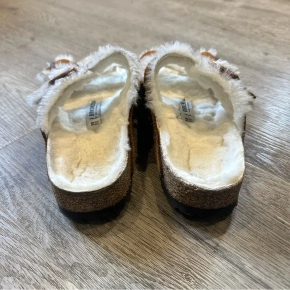 Birkenstock Arizona shearling suede leather sandals size 38