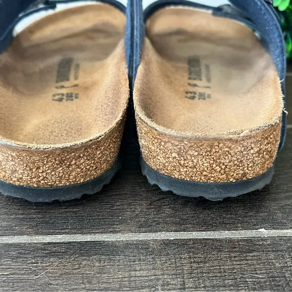 Birkenstock Arizona Soft Footbed Birko-Flor Blue Sandals Size 43 Size 12-12.5