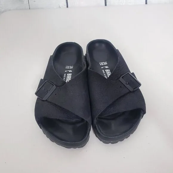 Birkenstock Arosa Pebbled Leather Envelope Sandals Size 7 Black Womens Classic