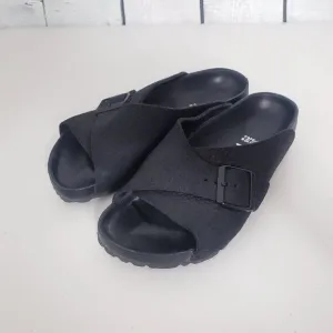 Birkenstock Arosa Pebbled Leather Envelope Sandals Size 7 Black Womens Classic