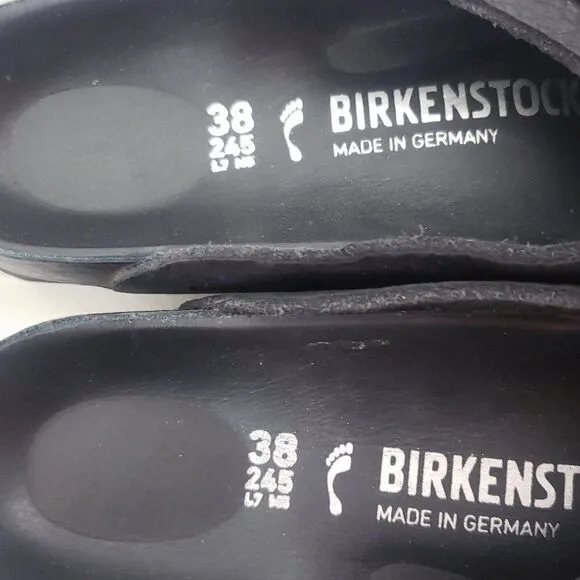 Birkenstock Arosa Pebbled Leather Envelope Sandals Size 7 Black Womens Classic
