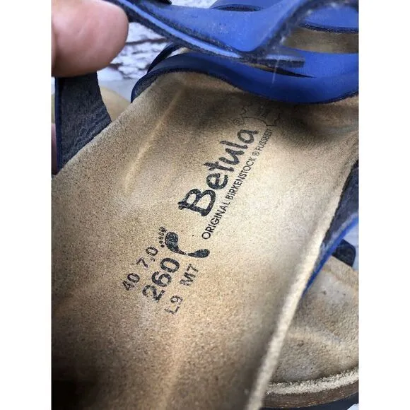 Birkenstock Betula Blue Leather Strappy Cork 260 Sandals Women’s Sz 40EU/9M US
