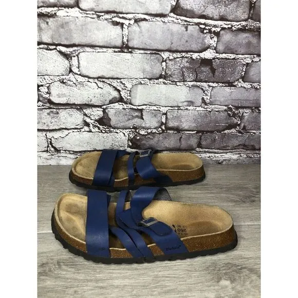 Birkenstock Betula Blue Leather Strappy Cork 260 Sandals Women’s Sz 40EU/9M US
