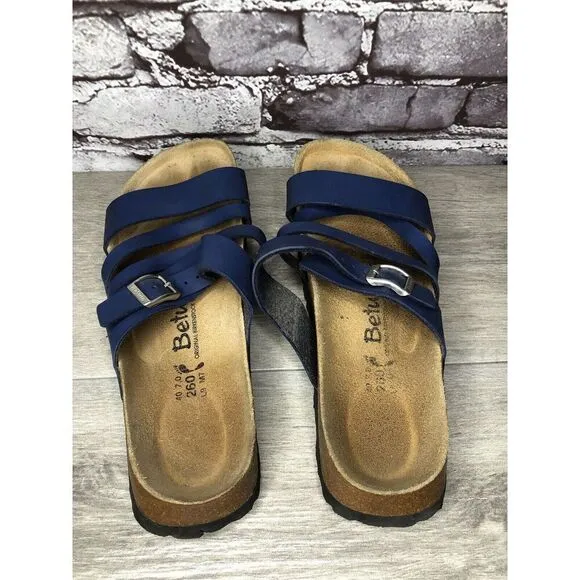 Birkenstock Betula Blue Leather Strappy Cork 260 Sandals Women’s Sz 40EU/9M US