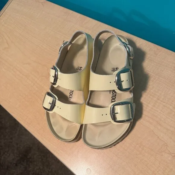 Birkenstock Big Buckle High Shine Sandals ~ butter ~ size 40