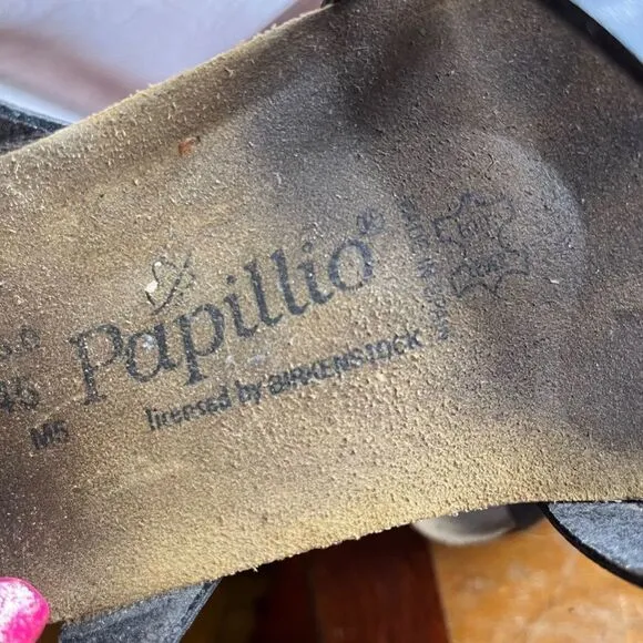 Birkenstock Black Leather Wedges Papillio 38  5.0  245. LT. M5 Sandals Strappy