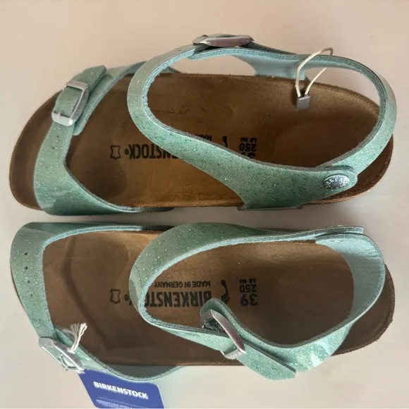 Birkenstock cosmic sparkie mineral sandal. Rare. Green.  Size: 8, 39