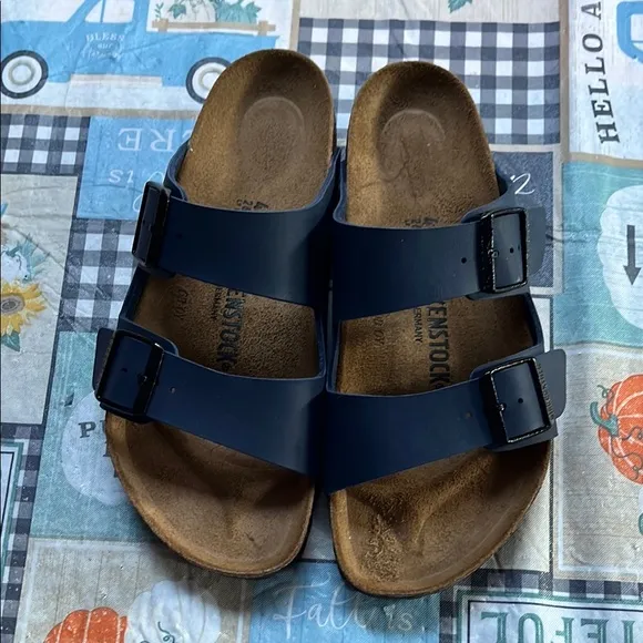 Birkenstock Dark Blue Arizona Sandals with Buckles Size 40