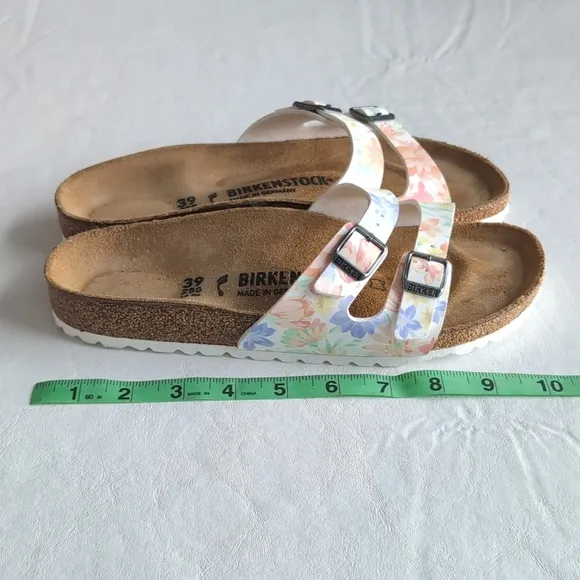 Birkenstock Floral Double Strap Slip On Sandals Women's Size 39
