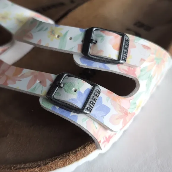 Birkenstock Floral Double Strap Slip On Sandals Women's Size 39