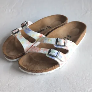 Birkenstock Floral Double Strap Slip On Sandals Women's Size 39