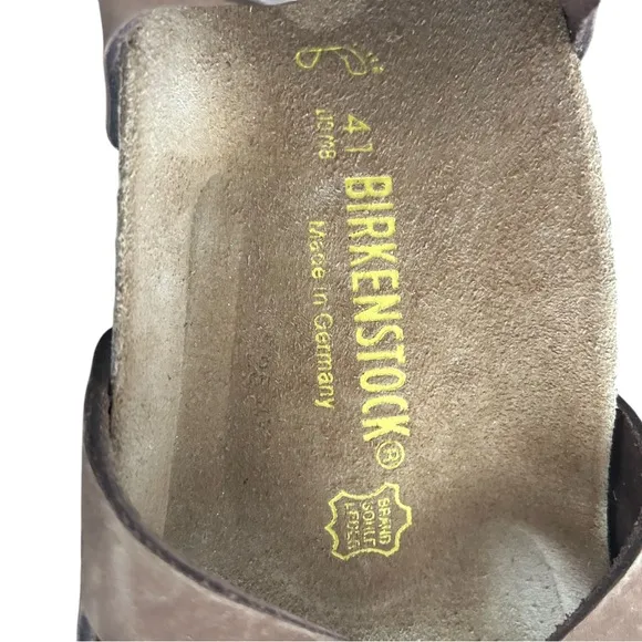 Birkenstock Germany Bali Brown Leather Sandals Ankle Strap Size L10 M8 EU 41 New