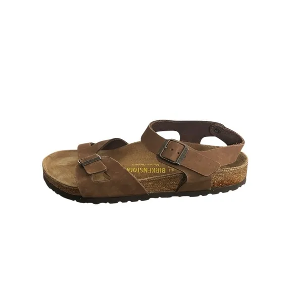Birkenstock Germany Bali Brown Leather Sandals Ankle Strap Size L10 M8 EU 41 New