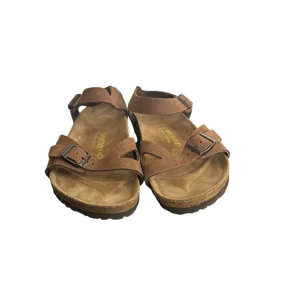 Birkenstock Germany Bali Brown Leather Sandals Ankle Strap Size L10 M8 EU 41 New