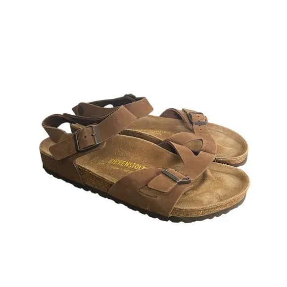 Birkenstock Germany Bali Brown Leather Sandals Ankle Strap Size L10 M8 EU 41 New
