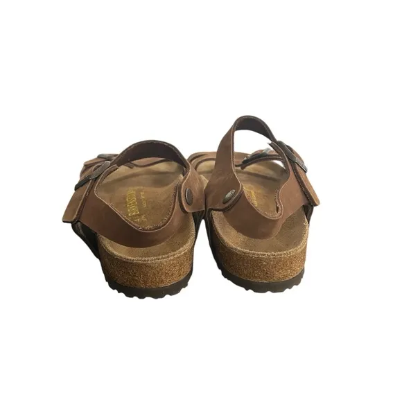 Birkenstock Germany Bali Brown Leather Sandals Ankle Strap Size L10 M8 EU 41 New