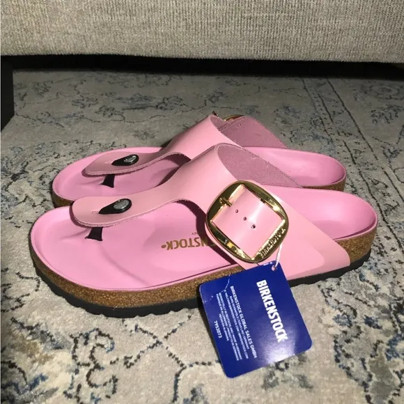 Birkenstock Gizeh Big Buckle Sandals LeatherPatent High Shine Fondant Pink
