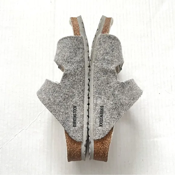 Birkenstock Kids Arizona Happy Lamb Wool Sandals- Gray- Size 33 (2-2.5)