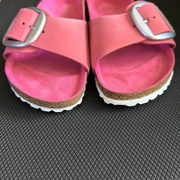 Birkenstock Madrid Big Buckle Nubuck Fuchsia Tulip   Brushed Silver 11-11.5 M/N