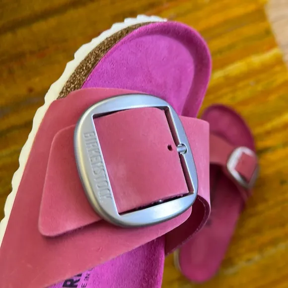 Birkenstock Madrid Big Buckle Nubuck Fuchsia Tulip   Brushed Silver 11-11.5 M/N