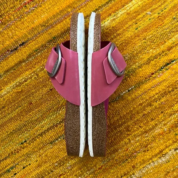 Birkenstock Madrid Big Buckle Nubuck Fuchsia Tulip   Brushed Silver 11-11.5 M/N