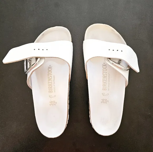 Birkenstock Madrid White Sandals with Big Buckle