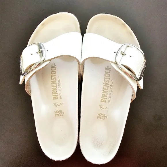 Birkenstock Madrid White Sandals with Big Buckle