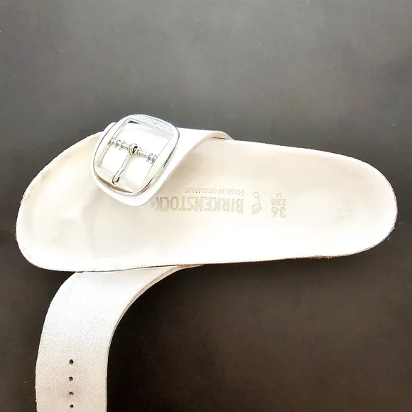 Birkenstock Madrid White Sandals with Big Buckle