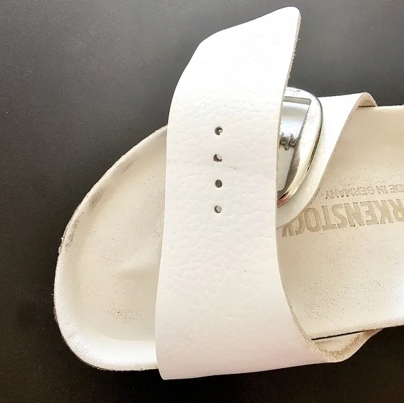 Birkenstock Madrid White Sandals with Big Buckle