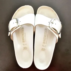 Birkenstock Madrid White Sandals with Big Buckle