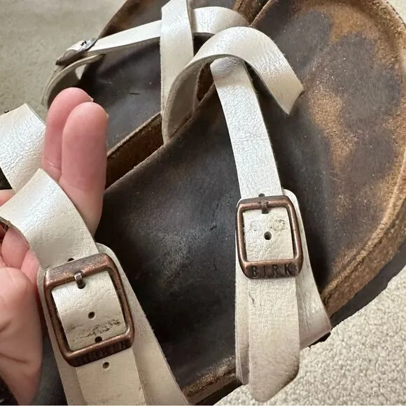 Birkenstock Mayari cream pearl strappy hippy sandals