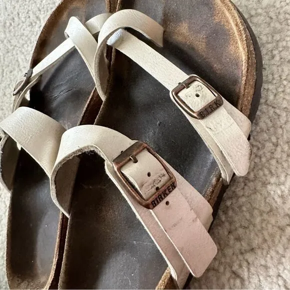 Birkenstock Mayari cream pearl strappy hippy sandals