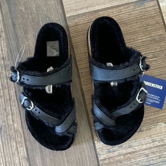 Birkenstock Mayari Shearling Natural Leather Oiled sandals size 6