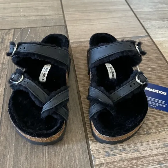 Birkenstock Mayari Shearling Natural Leather Oiled sandals size 6