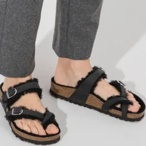 Birkenstock Mayari Shearling Natural Leather Oiled sandals size 6