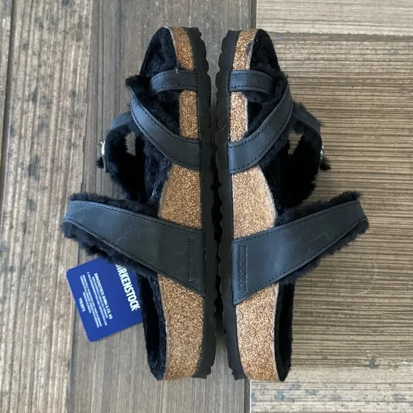 Birkenstock Mayari Shearling Natural Leather Oiled sandals size 6