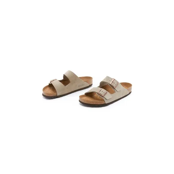 BIRKENSTOCK MEN'S SOFT ARIZONA SUEDE SANDALS, TAUPE, TAN, 7 MEDIUM US