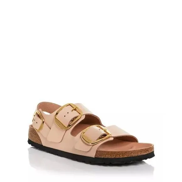 Birkenstock Milano Big Buckle High Shine Beige Leather Sandals  Size 40