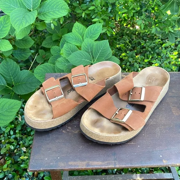 Birkenstock Papillio Brown Double Buckle Sandals Size 38 / 8